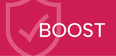 an image of white boost text on a pink background