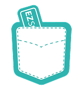 A white pocket icon with a teal outline, showing the convenience of carrying EZStrip Energy.